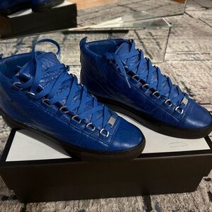 Balenciaga Men's Vibrant Blue High-Top Sneakers